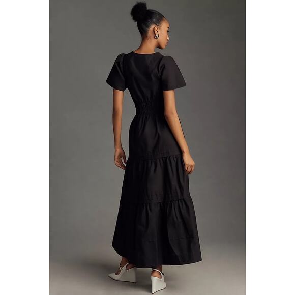 Anthropologie Somerset Maxi Dress Size SP Black Cotton Minimalist Neutral Petite - Picture 6 of 15